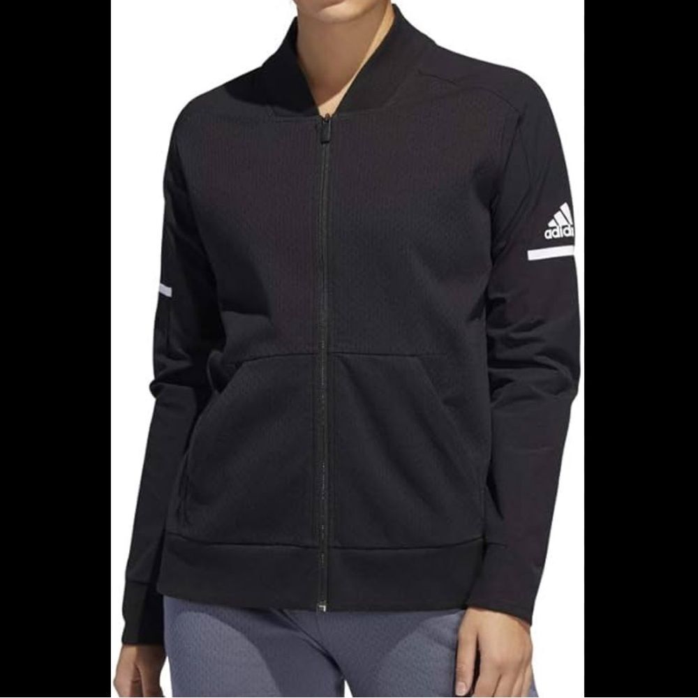 Adidas Squad Bomber Black Full Zip Jacket Women’s Large Climalite Athletic